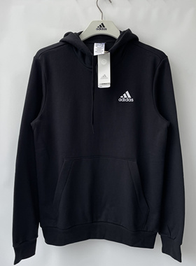 光雨体育-阿迪达斯 男子加绒黑色经典连帽训练休闲运动卫衣GV5294