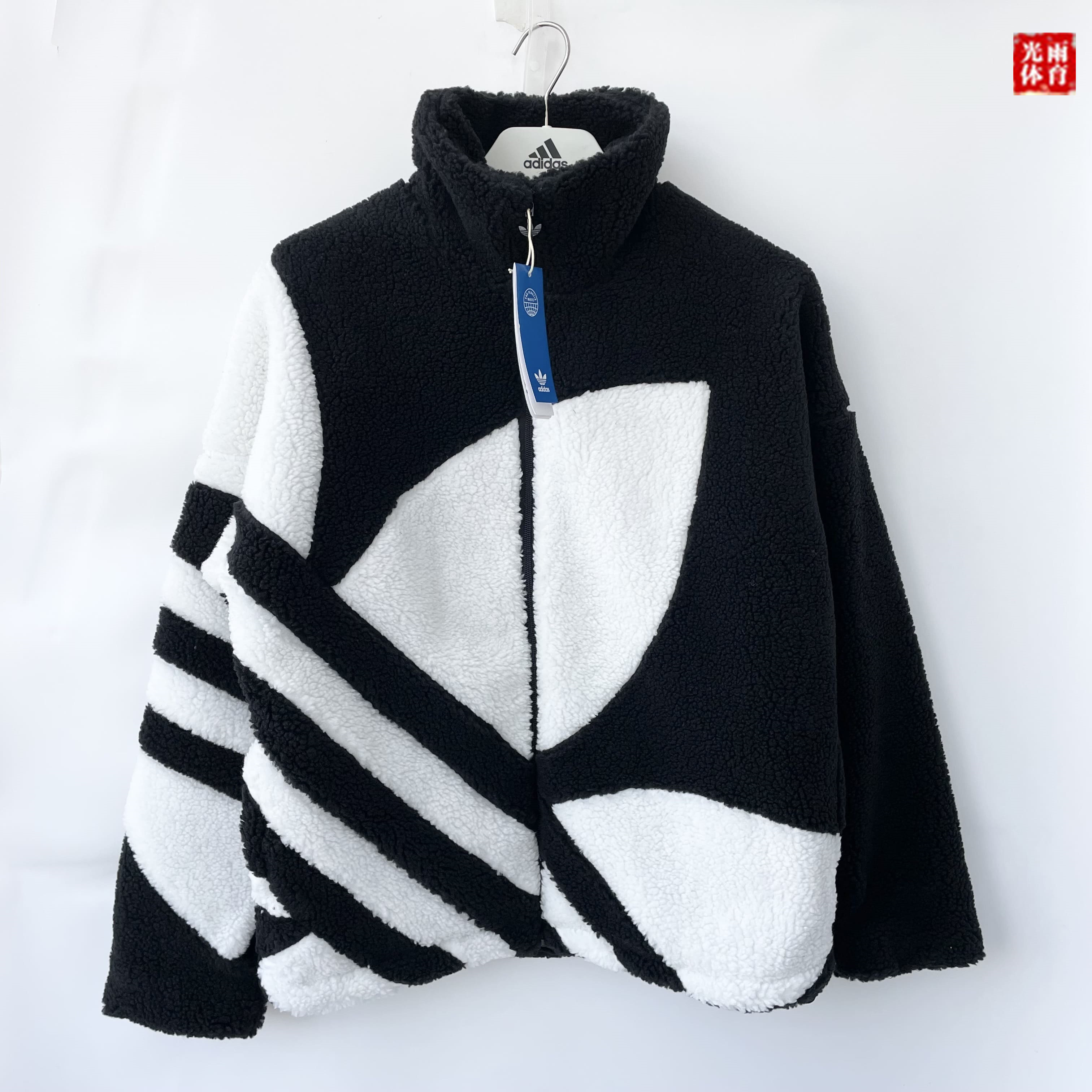 三叶草男女立领摇粒绒运动夹克