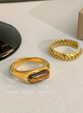 复古开口素圈戒指秋冬轻奢小众设计高级感食指戒中古指环日常百搭