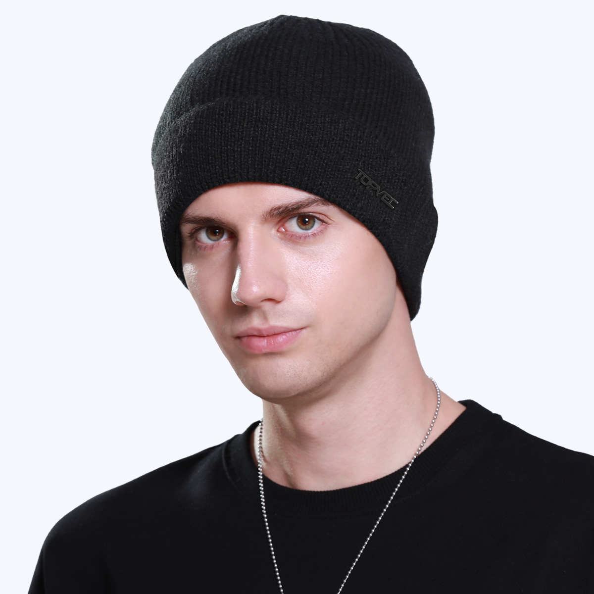 VEC男子冬季保暖羊毛针织帽子