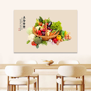 五谷丰登餐厅挂图客厅饭厅简约背景墙贴画瓜果蔬菜厨房丰收图自粘