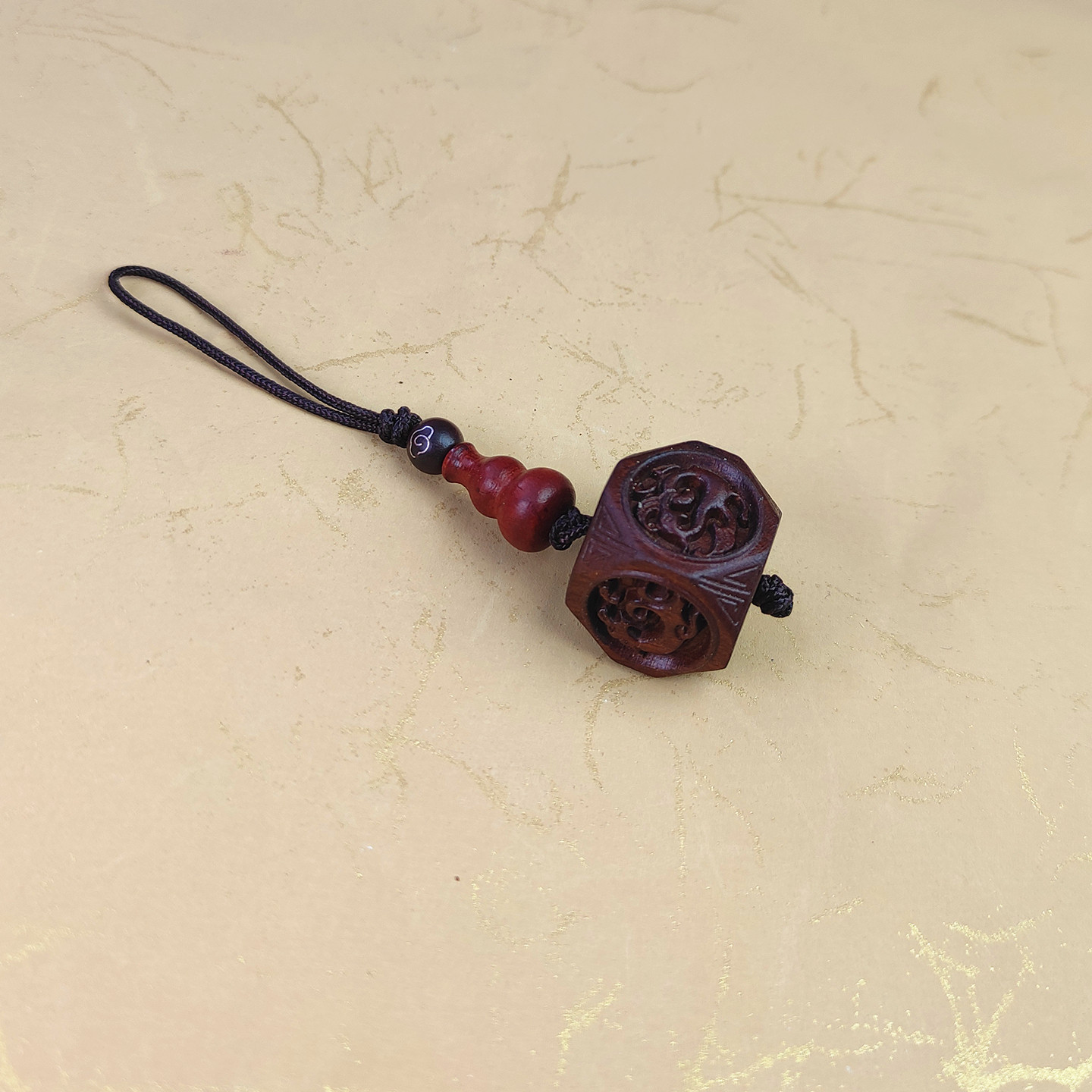 雷击枣木四神兽古典钥匙扣复古文艺平安招财实木小众设计随身挂饰