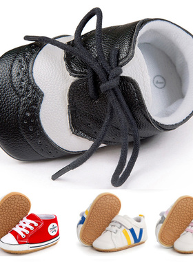 英伦黑色男婴儿鞋子6-12个月0春秋冬1岁宝宝软底防掉新生儿学步鞋