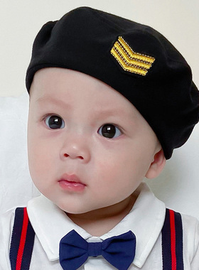 宝宝贝雷帽子帅气绅士婴儿0-1岁3个月小月龄满月百天周岁英伦礼帽