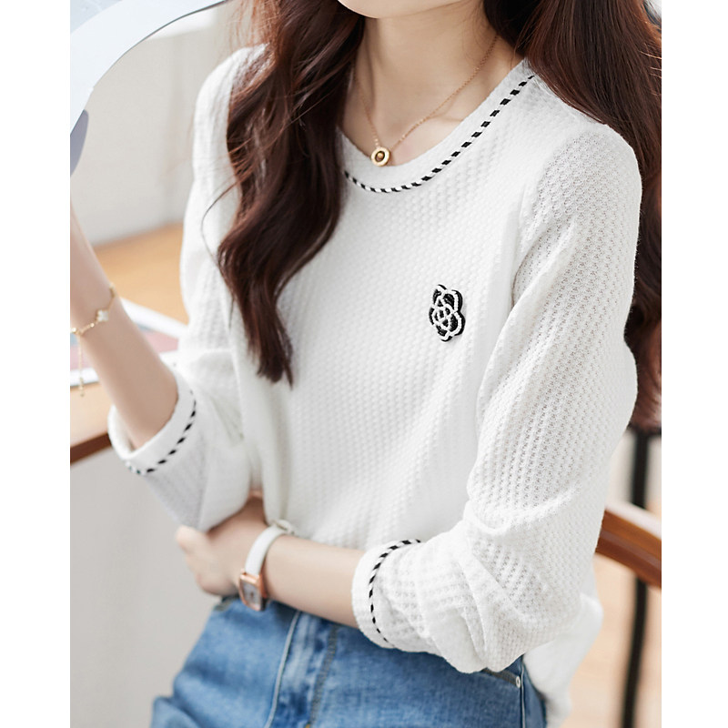 간호 탑 산후 와플 긴팔 야외 라운드 넥 슬리밍 화이트 벨벳 따뜻한 이너웨어 간호 탑 트렌디