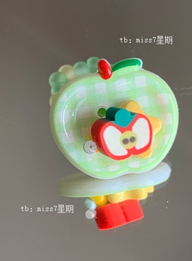青苹果｜原创小众设计ins可爱清新夏日童趣y2k千禧苹果纽扣戒指
