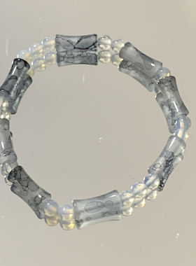 节节高｜原创小众设计黑白灰色冷淡风天然石琉璃竹节串珠手绳手链