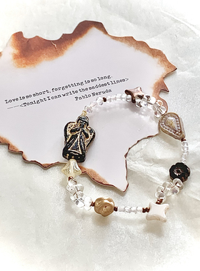 暗天使｜原创小众设计ins复古气质日常星星泪水花捷克珠串珠手链