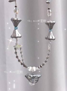 银鸟｜原创小众设计高级科技感ins复古清冷气质捷克珠串珠项链