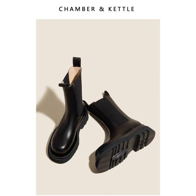 真皮马丁靴英伦风瘦瘦中筒烟筒靴