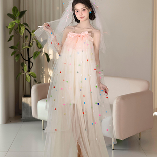 晨拍礼服女新娘甜美可爱风圆点高级感仙女礼服超仙高级服连衣裙长