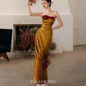 新中式 晨拍礼服女新娘抹胸高级感复古风敬酒服礼服设计感连衣裙长