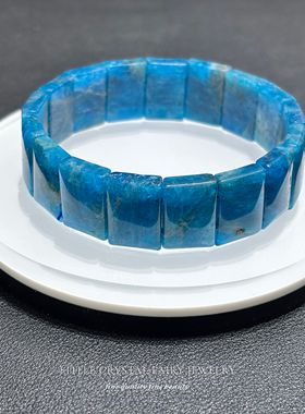 天然蓝磷灰手牌手链可diy原创水晶项链材料串珠外贸女生蓝色首饰