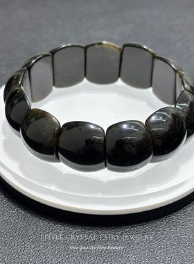 天然黑曜石指甲手牌手链可diy原创水晶手排项链材料外贸小众首饰