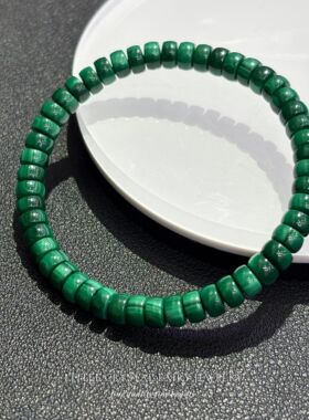 天然孔雀石直切药片珠手串手链diy原创首饰材料散珠文艺风同款