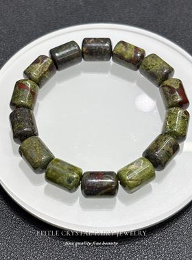 天然龙血石水晶圆柱桶珠手串外贸跨境首饰复古手链可diy原创材料