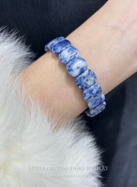 天然蓝点石手牌排手链diy原创项链材料串珠新中式蓝色水晶礼物