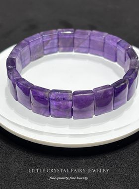 天然紫水晶手排牌手链可diy原创水晶饰品复古小众礼物外贸首饰