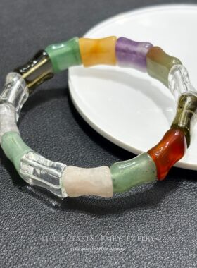 天然多宝水晶竹节手牌排diy原创材料手链手串小众国风闺蜜礼物