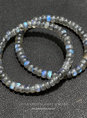 天然拉长石蓝色月光石直切药片珠手串手链diy原创水晶首饰礼物