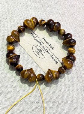 天然黄虎眼石屁桃手串木变石手链可diy原创散珠流行水晶首饰配珠