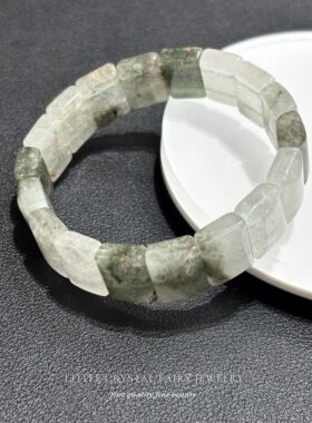 天然绿幽灵手牌排手链可diy原创绿色水晶饰品小众首饰情侣礼物