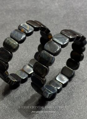 天然蓝虎眼石手排手牌手串手链diy串珠材料原创女生蓝色水晶礼物