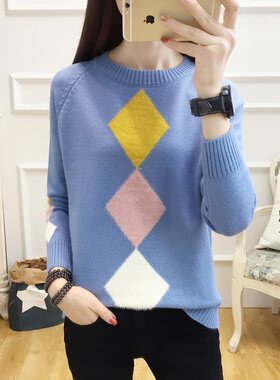 加绒加厚短款衫女长袖保暖毛衣