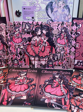 MaRuko小丸籽原创人物贴纸双姝姐妹手账拼贴装饰素材咕卡背卡diy