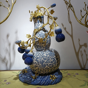 新中式青花瓷葫芦摆件中古风