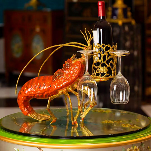 陶瓷摆件龙虾酒架红酒收纳装饰