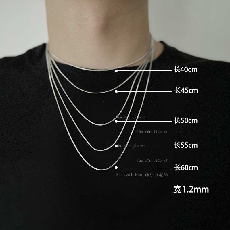 不掉色钛钢蛇骨链项链男女潮酷高级感银色颈链锁骨链黑帮少爷Apo