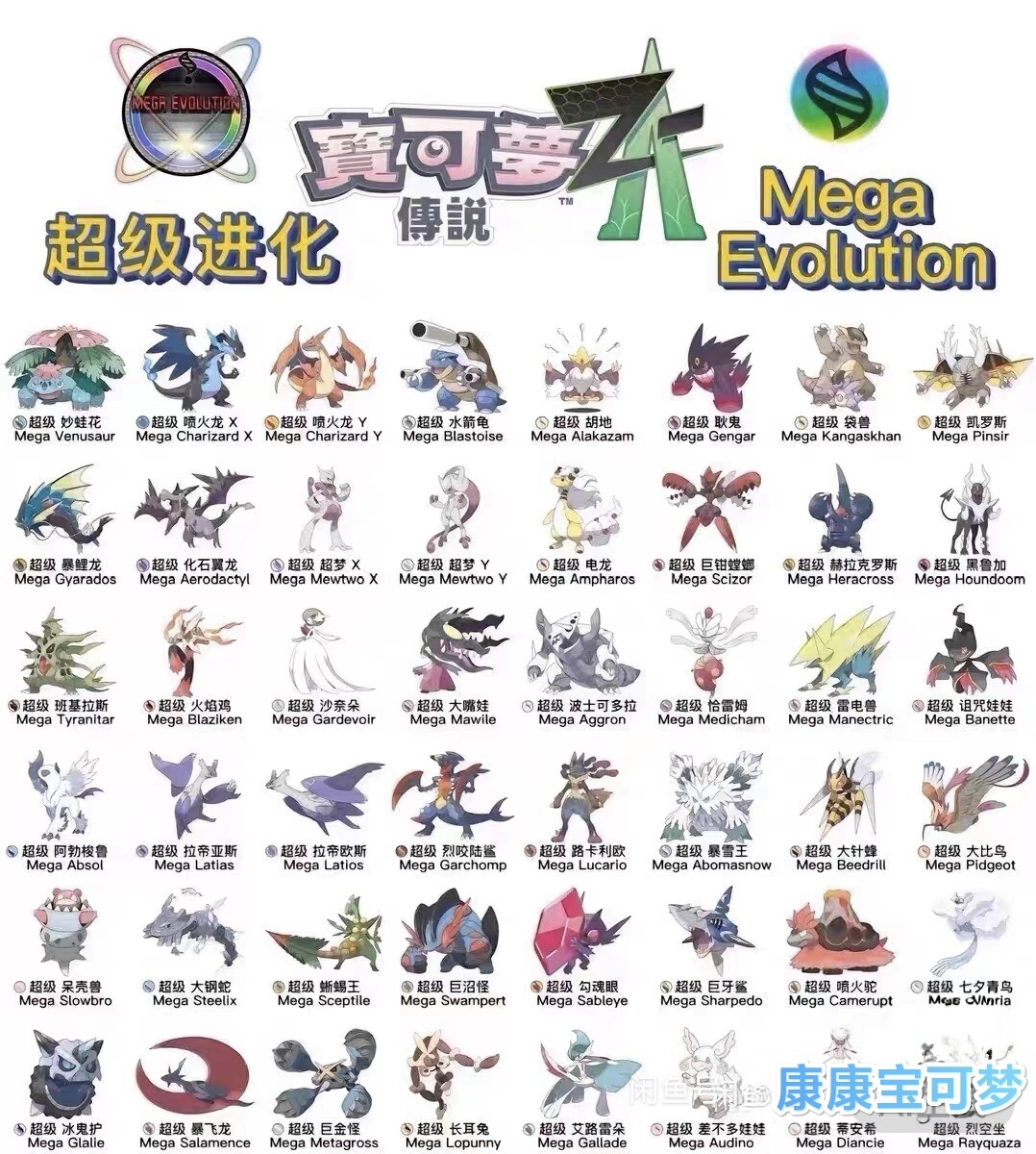 Switch宝可梦传说ZA mega全图鉴 全套65只超级进化精灵
