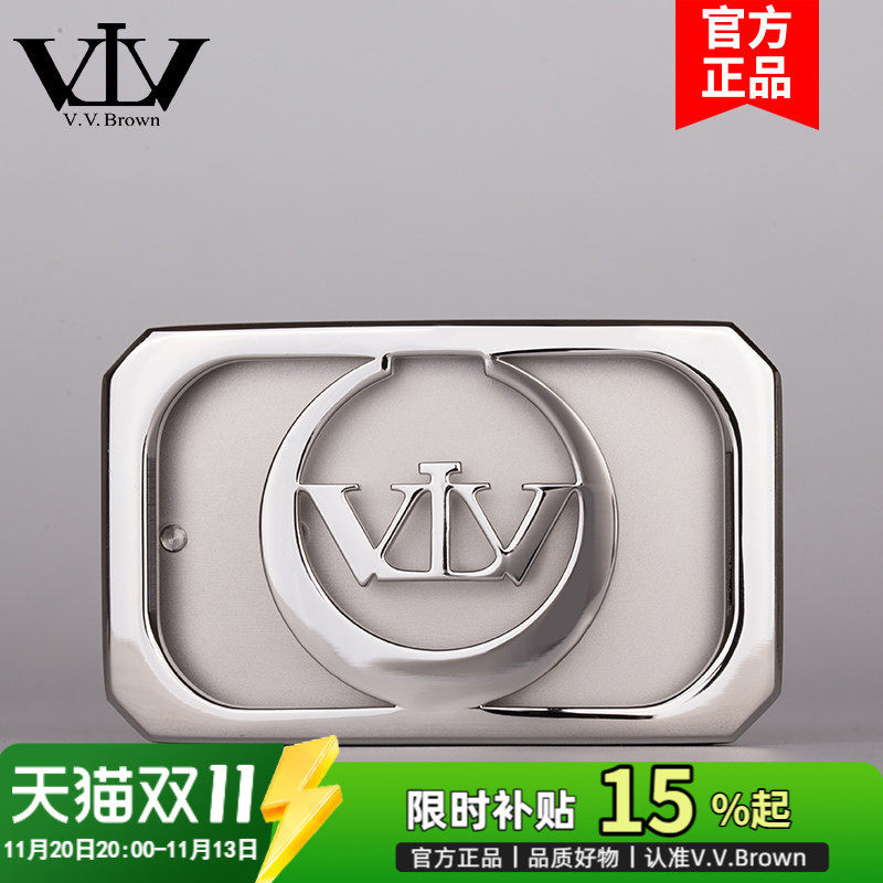 V.V.Brown扣头不锈钢板扣商务休闲腰带扣专柜正品皮带头平滑单扣