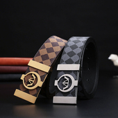 VVBROWN意大利品牌原创男士 轻奢真皮皮带中青年板扣菱格纹男腰带