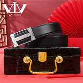 VVBrown意大利品牌头层牛皮男腰带真皮商务休闲H内穿自动扣裤 带男