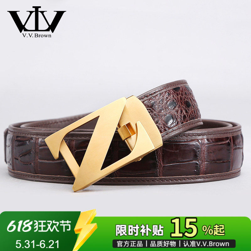 V.V.Brown专柜正品鳄鱼皮皮带男款真皮高档奢侈品裤腰带男自动扣Z