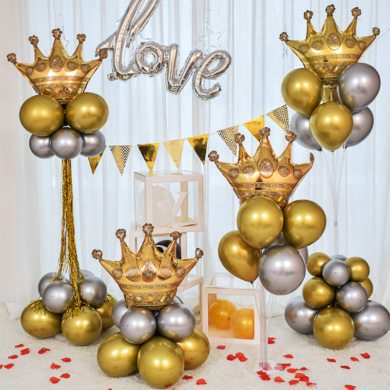 皇冠立柱气球生日装饰儿童宝宝生日派对场景布置网红气球布置路引