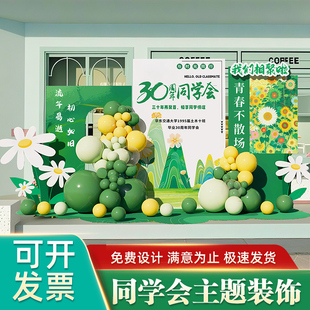 20周年同学会场景布置毕业30年氛围拍照签名墙气球装饰kt背景板