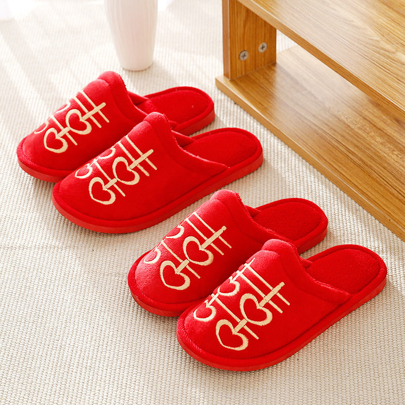 marry slipper Jubilation gules a pair indoor lovers slipper non-slip soft sole Wedding celebration Plush Baotou Cotton slippersin the Festive supplies/Gift , Other Festival Gifts  category - from Buy2taobao.com to provide professional Taobao agent buy service