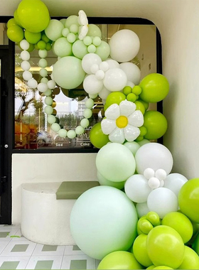 绿色开业气氛布置气球链拱门周年店庆商场新店铺4S店氛围场景装饰