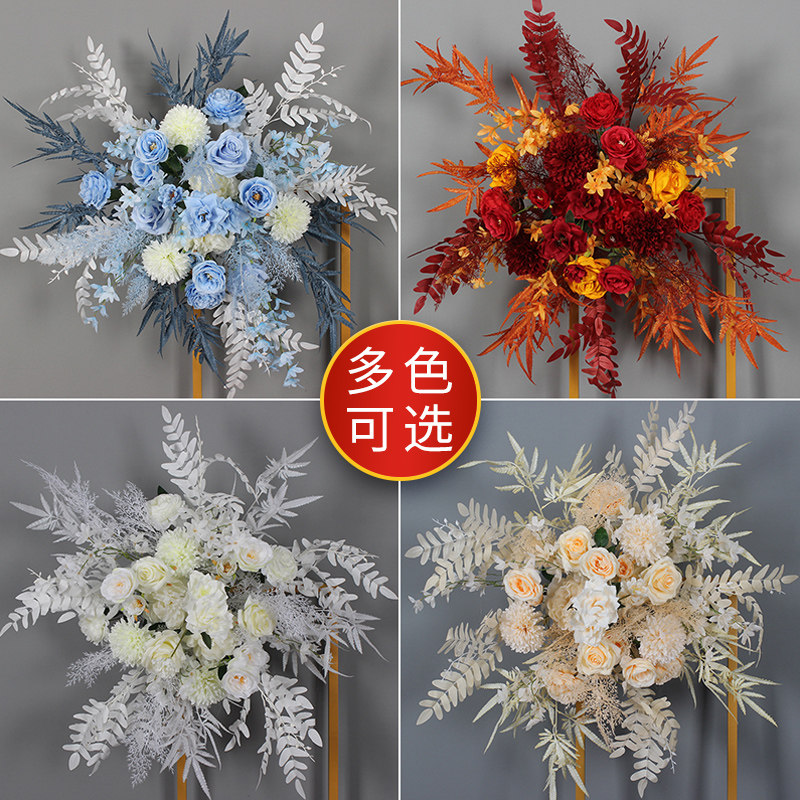 新款婚庆地排花仿真绢花成品装饰花排T台路引花婚礼堂迎宾区花艺