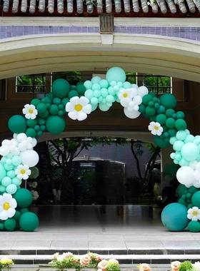 绿色系拱门气球布置商场开业庆典场景装饰汽球4S店交付提车仪式感