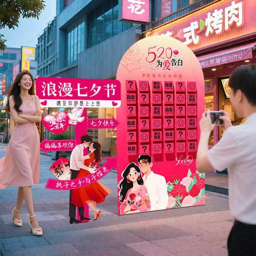 情人节场景氛围布置商场活动kt板