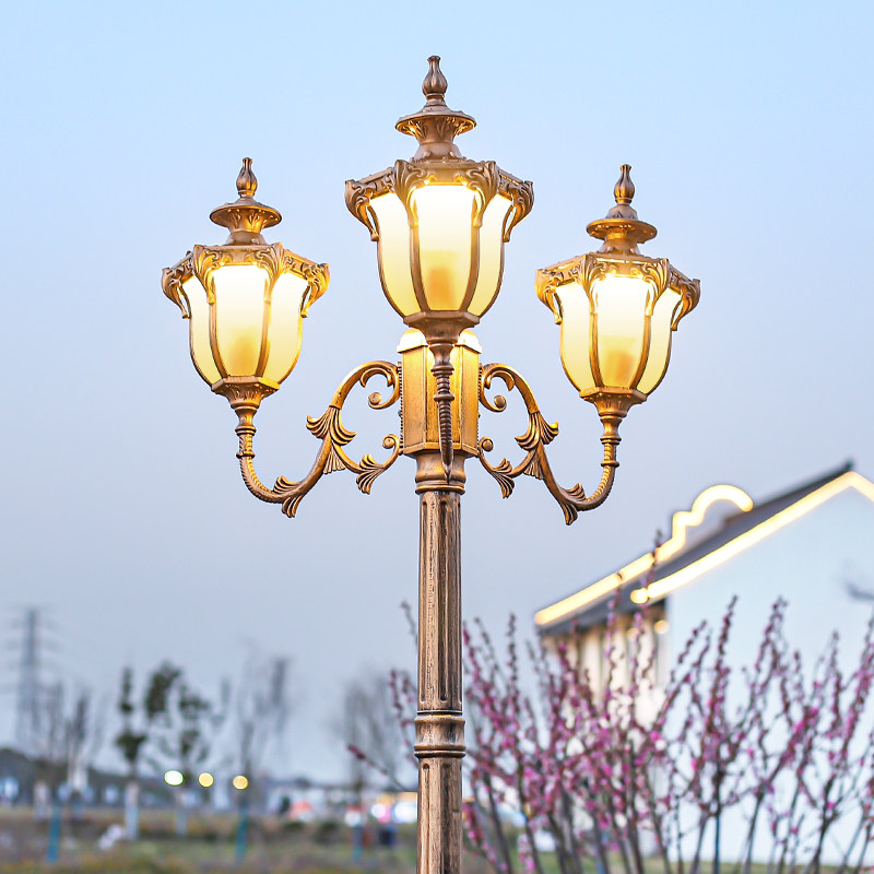 欧式路灯户外庭院落地led小区室外防水灯花园别墅高杆景观复古灯