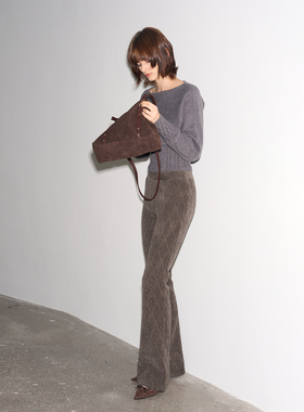 【纤绒微喇】BiLLconch复古针织加绒喇叭裤秋冬显瘦垂感休闲裤女