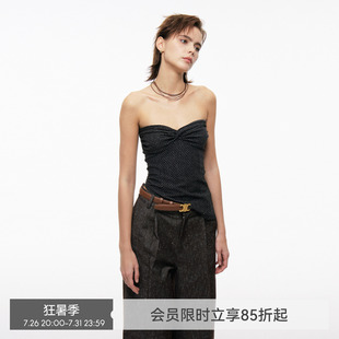 【碎花抹胸】BiLLconch黑色辣妹抹胸上衣夏季设计感修身吊带背心