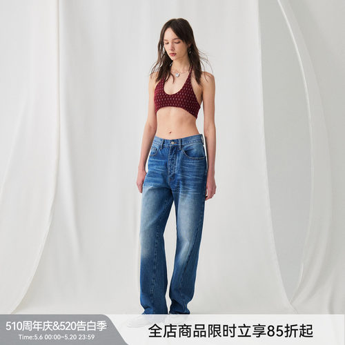 BiLLconch复古花形U领挂脖吊带