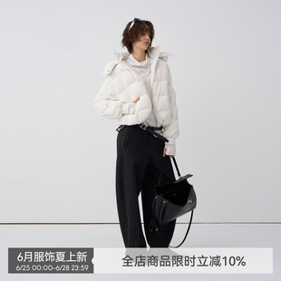 【云绒泡芙】BiLLconch提花针织泡芙格羽绒服连帽短款厚外套秋冬