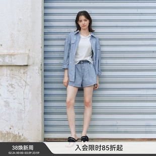 【解构航线】BiLLconch100%棉牛仔腰蔚蓝船舵短裤夏日热裤宽松